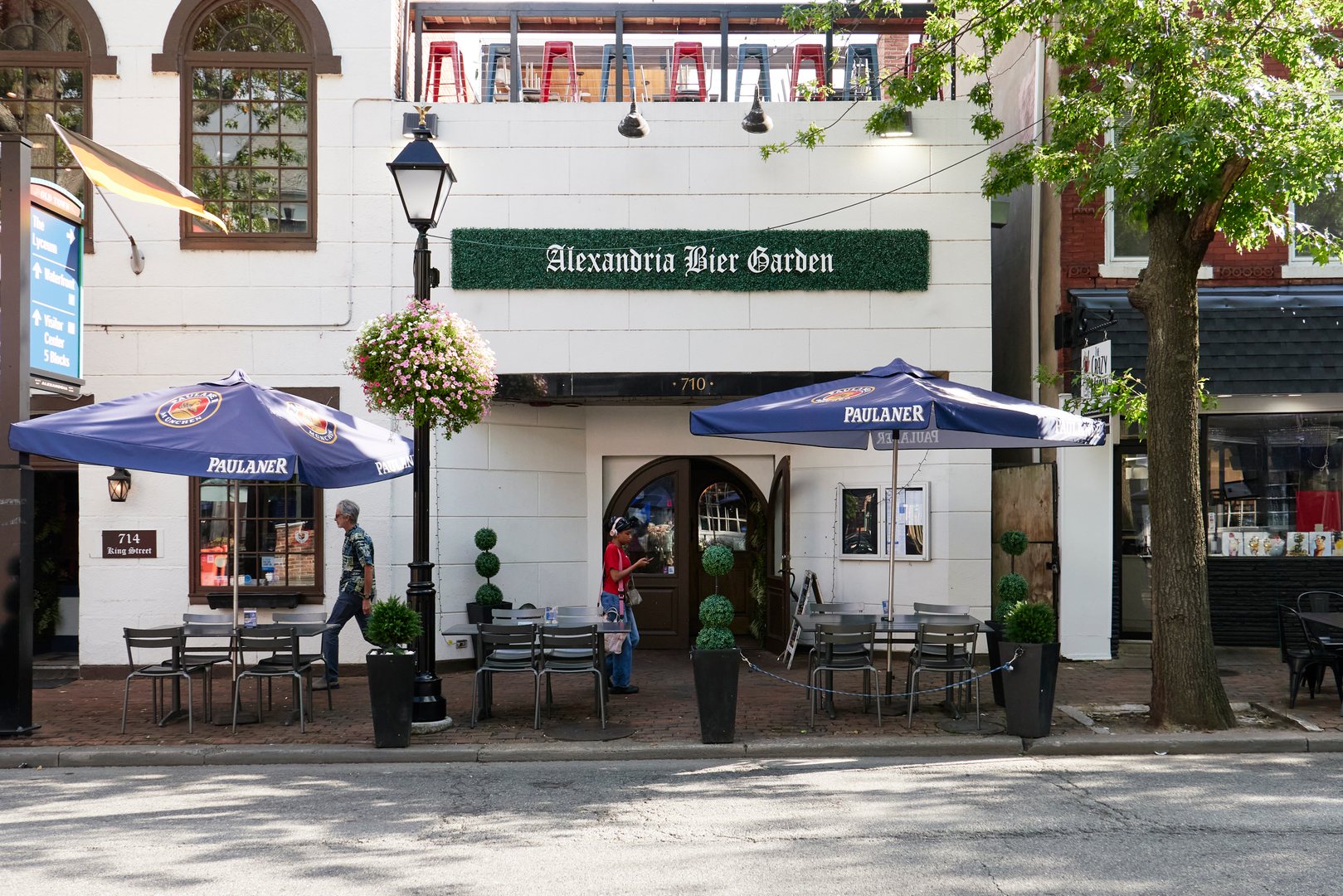 The outside of Alexandria Bier Garden, a quaint German restaurant on King Street